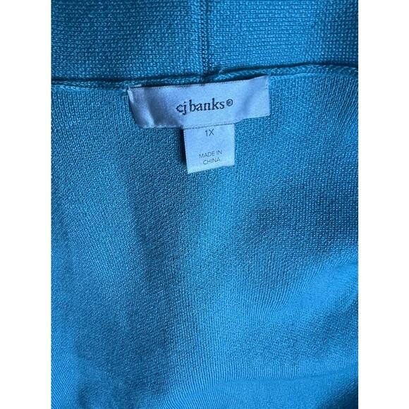 CJ Banks blue & cream color block cardigan sweater size 1x - Picture 4 of 4